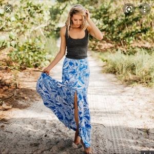 Free People Smooth Sailing Maxi Skirt BLUE size 6
